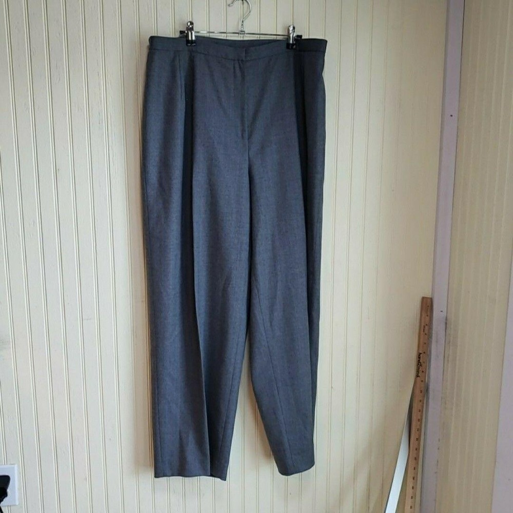 Talbots‎ Dress Pants Womens 18W Gray Wool Twill Pinstripe Lined Stretch Workwear